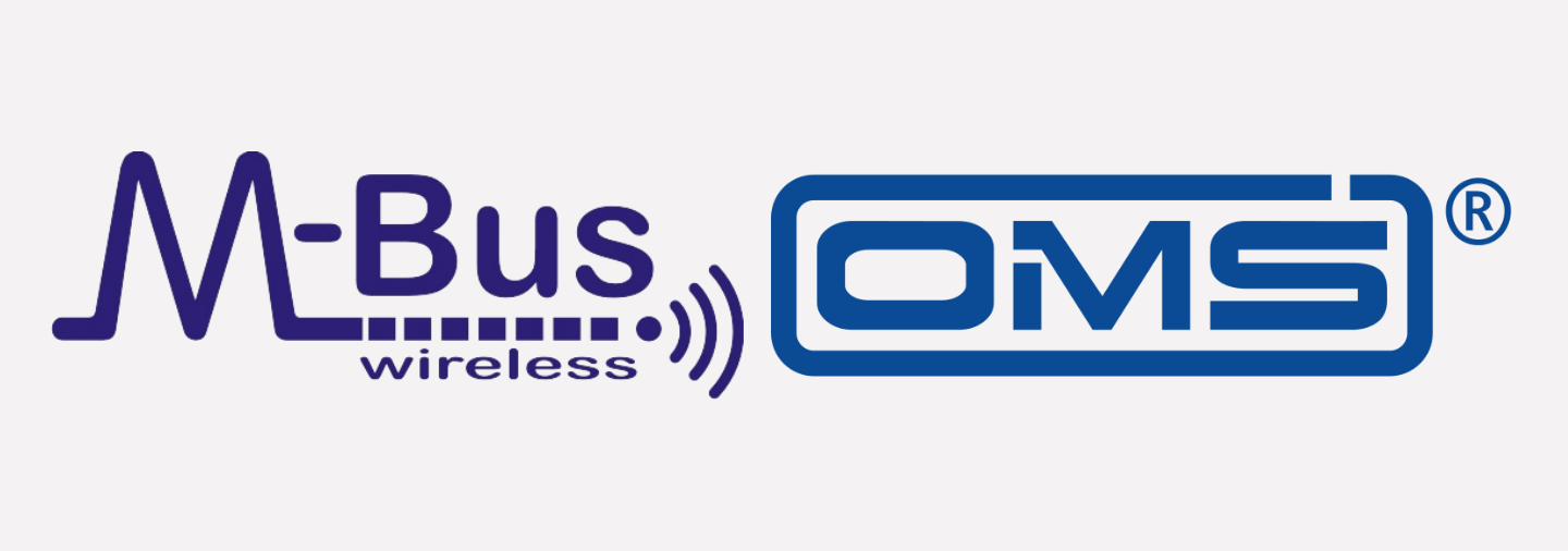 Wireless M-Bus and OMS logo on beige background